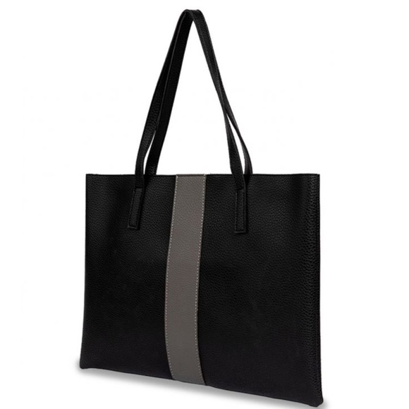 VINCE CAMUTO—BLACK VEGAN LEATHER “LUCK TOTE” BNWOT - Picture 3 of 14